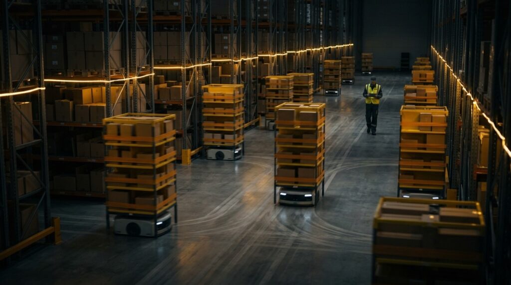 Revolutionizing Warehousing: The Rise of Warehouse Robots and Their Impact on Efficiency - warehouse scene